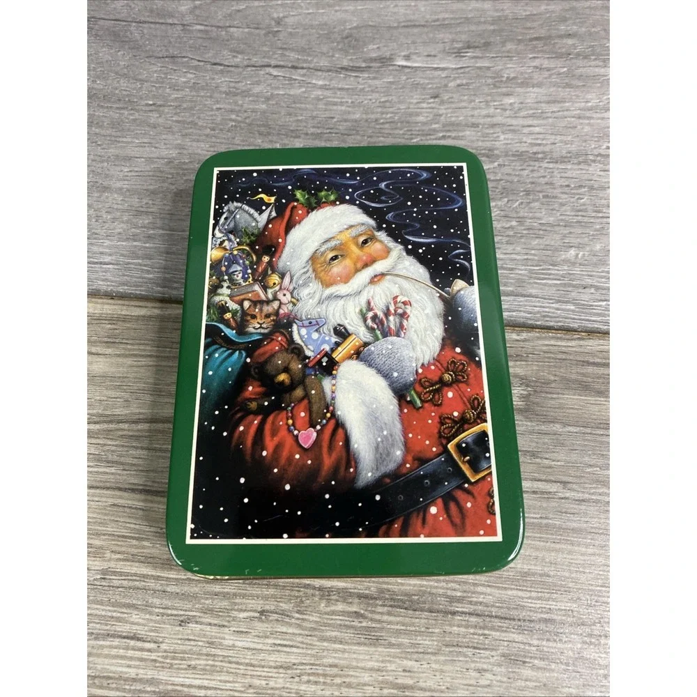 Vintage Lynn Bywaters Christmas Tin Santa 1990 Hong Kong‎